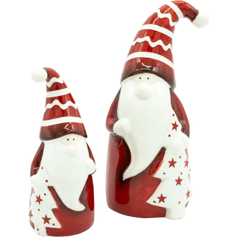 HEITMANN DECO Ceramic Santa Claus with Christmas Tree, Set of 2