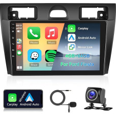 Hodozzy 4G + 64G Car Radio for Ford Fiesta 2006-2011 Android 8 Core 9 Inch IPS Touchscreen Screen GPS Navigation with Carplay Android Car Mirror Link 2 DIN Car Radio Bluetooth DSP WiFi RDS Camera