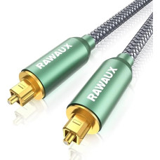 RAWAUX 8M Optical Cable with 24K Gold-Plated Connectors Digital Optical Audio Cable Nylon Braided Digital Audio SPDIF Cable to Toslink Cable for Soundbar, TV, Home Cinema, PS4, DVD