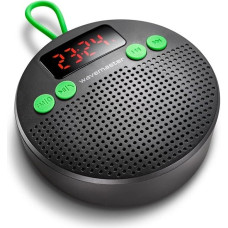 Wavemaster MOBI-3 Portable Bluetooth Speaker for On the Go (360° Sound Field) with Radio, Alarm Clock and Hands-Free Function for Mobile Sound Sources, IPX5 Splash Protection, Anthracite/Green