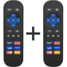 (2 Pack) Universal Replacement for Roku Box Remote Control Also Fits Now TV Box Remote Control with 6 Streaming Buttons, No Setup Required (Not for Roku Built-in TV or Roku Stick