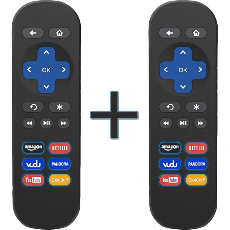 (2 Pack) Universal Replacement for Roku Box Remote Control Also Fits Now TV Box Remote Control with 6 Streaming Buttons, No Setup Required (Not for Roku Built-in TV or Roku Stick