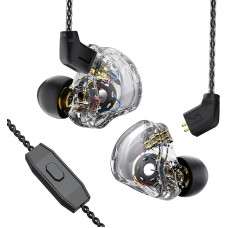 CCZ Melody Headphones Yinyoo Hybrid 1ba 1DD HiFi in Ear Monitors, Deep Bass Lightweight In-Ear Headphones IEM with 4N Cable for Musician/Drummer/Bassist/Guitarist (Clear Black, with Microphone)