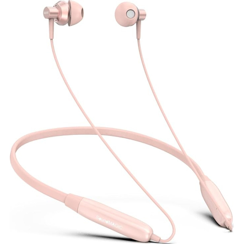 SoundMAGIC S20BT Bluetooth Headphones, Neckband Wireless Earbuds, Hi-Fi Stereo In-Ear Headphones with Microphone, Lightweight Sports Earphones, Long Playback Time, Pink