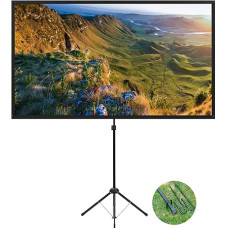 Projector Screen with Stand, 60 Inch Outdoor Projector Screen 16:9 and Stand, Portable Projector Screen with Aluminium Frame, Lightweight and Compact, Idea for Home Cinema, Backyard Party