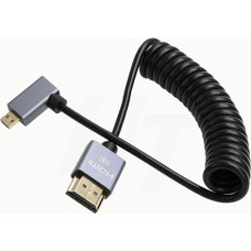 HangTon Micro HDMI to Right Angle HDMI 4K 8K Coiled Cable for Sony A6400 A7R Canon R5 R7 GH4 S5 Z50 Camera ATOMOS Ninja V Portkeys Monitor Type A D HDMI 2.1