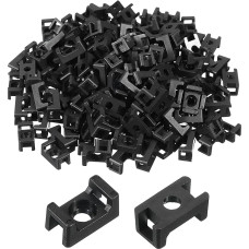 sourcing map Kabelbinder-Basis, Sattelbefestigung, Drahthalter, 12,7 x 7 x 5,7 mm, Drahtclips, Organizer-Halter für elektronische Drähte, organisiert, Schwarz, 0,3 cm Durchmesser, 250 Stück
