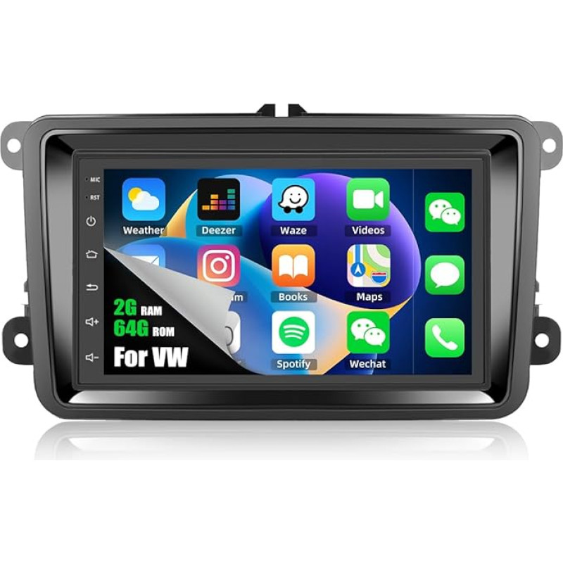 2G + 64G CAMECHO Android 13 Car Radio with Sat Nav for VW, Double DIN Car Radio with 7 Inch Screen Bluetooth RDS/FM MirrorLink and USB for Golf V VI 5 6 Polo CC Passat B6 Tiguan EOS Scirocco