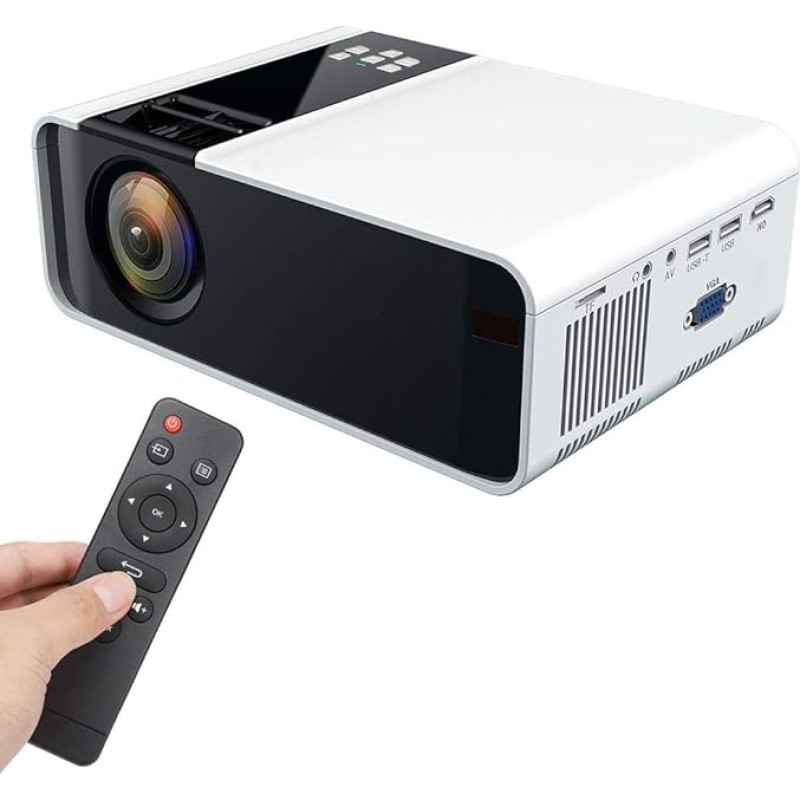 Projector, Full HD 1080P 3D Portable Home Theater Video Projectors Supports USB, HDMI, VGA, AV, TF Professional Projector for Smartphone, PC, TV Box, Laptop, (EU)