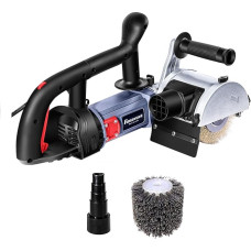 FANZWORK V2 1500 W satino šlifuoklis su šepečiu, skirtas visų tipų paviršiams atnaujinti, su dulkių siurblio jungtimi, greičio reguliavimu, rutuline rankena, žalvariniu ir nailoniniu šepečiu