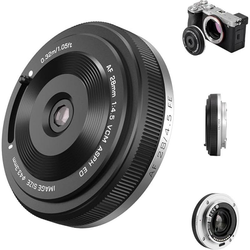 VILTROX AF 28 mm F4.5 f/4.5 FE Lens for Sony E Mount, Wide Angle Full Frame Auto Focus Lens Compatible with Sony E-Mount Cameras a7C a7SIII a7III a7RIII FX3 ZV-E10 a6700 a6600 a6400