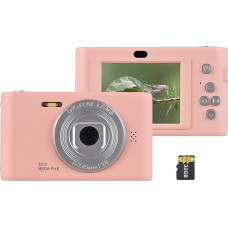 Andoer 1080P skaitmeninis fotoaparatas, 50 MP skaitmeninis vaizdo fotoaparatas su dvigubu objektyvu, 2,4 colio ekranas, 8X skaitmeninis priartinimas, integruota blykstė, baterija, 32 GB TF kortelė, kompaktiškas fotoaparatas vaikams, studentams, paaugliams