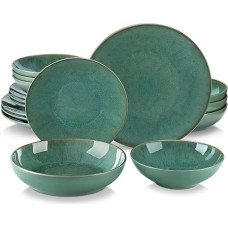 vancasso Karst 16-Piece Stoneware Dinner Service Set, Stoneware Crockery Set in Vintage Look for 4–12 People