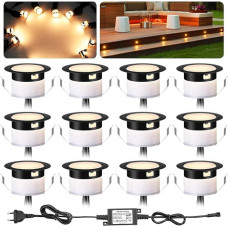 12 šiltos baltos spalvos įleidžiami grindų prožektoriai, lauko LED, 31 mm skersmens DC12 V mini prožektoriai, LED denio apšvietimas, terasos apšvietimas, įleidžiami grindų žibintai, IP67 vandeniui atsparūs LED įleidžiami prožektoriai,