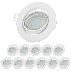 Sweet Led Recessed Spotlight 230 V White Set of 12 - Ceiling Spotlights Swivelling Diameter 68 mm - 5 W GU10 Warm White 3000 K - Recessed Lights with Ceramic Socket & Replaceable Bulb