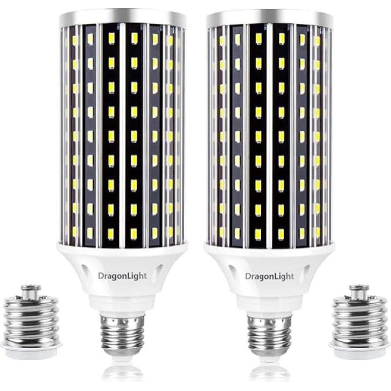 DragonLight 50 W Super Bright Corn Light LED Light Bulbs (Replaces 400 Watt) - 3000 K Warm White 5000 Lumens E27/E40 Edison LED Lamp for Commercial Lighting - Garage Workshop Office Yard (Pack of 2)
