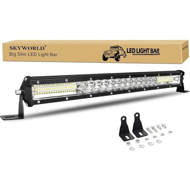 SKYWORLD 20 Inch 51 cm 180 W Slim LED Work Light Bar 12 V 24 V Combo Additional Headlight Car Headlight Waterproof LED Bar for 4 x 4 Offroad Tractor ATV UTV SUV Truck Light Bar
