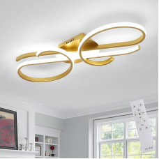 DELIPOP LED Ceiling Light, Dimmable, 29 W Modern Ceiling Light with Remote Control, Acrylic LED Lamps, Ceiling Lights, Gold for Bedroom, Living Room, Kitchen, Balcony, Dining Room