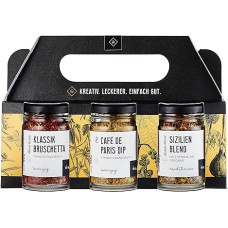 Wajos Spice Gift Set 2: Herbs and Spice Set with Bruschetta, Dip and Blend, Delicatessen Gift for Men and Women
