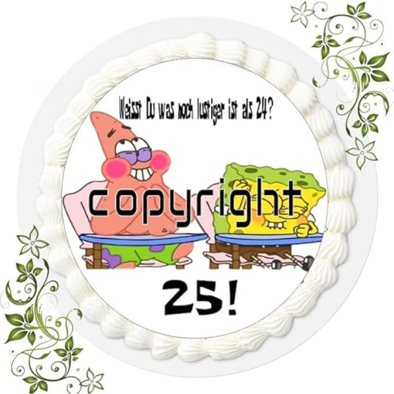 Fondant Cake Topper Cake Image Birthday Compatible with Spongi / 25th Birthday K1