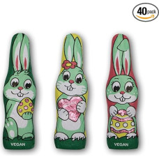 Storz Vegan Easter Bunnies, 40 x 12.5 g, Fairtrade Cocoa, Chocolate Couverture with Millet and Hazelnuts