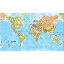 Didelis pasaulio žemėlapio plakatas - Politinis pasaulio žemėlapio plakatas - laminuotas - 201 x 116,5 cm - Maps International
