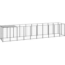 Naminių gyvūnėlių reikmenys-Hundehütte Schwarz 6,05 m² Stahl-Tiere & Haustierbedarf