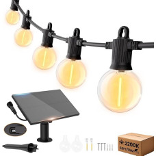 ZOTOYI 15 m saulės šviesos diodų pasakų žibintai Lauko pasakų žibintai Lemputės Saulės su 24 + 2 G40 lemputėmis IP65 Vandeniui atsparūs 4 režimai Lauko saulės pasakų žibintai Balkono sodo vestuvių dekoracijos Vidinis kiemas (Šiltas