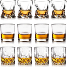 TESIN 300 ml viskio stiklinės 12 pakuočių senamadiškų stiklinių Bourbon Rocks Cocktail Bar Whiskey stiklinės vyrams (10 oz)