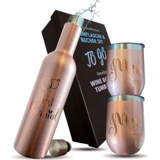 UP GREAT vestuvių dovana nuotakai ir jaunikiui, ką tik susituokusiems, nerūdijančio plieno termosas ir puodelis, ponas ir ponia rožinio aukso spalvos, maža dovana civilinių vestuvių ceremonijai