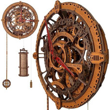 WOODEN.CITY 3D Wooden Puzzle for Adults - Industrial Vintage Wall Clock Model Kit, 378 Pieces