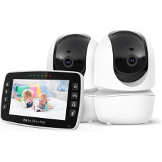 4.3 Inch HD Baby Monitor with Camera, 360° Swivel & Night Vision, 2-Way Audio, Temperature Monitoring, Eco Mode up to 22 Hours, 2.4 GHz Wireless (German Support)