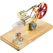 ERYUE Stirling Motor Kit, Power Generator, Hot Air Motor, Model Physical Generator Model with LED Light, Flywheel Design, Science Experiment, Wooden Base, DIY Education