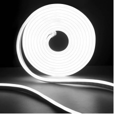 Neon LED Strip 20 m, 230 V Waterproof Fireproof IP65 Neon LED Strip White 6000 K LEDs Fairy Lights Outdoor 120 LED/M Flexible DIY Light Strip with Power Supply for Indoor Outdoor Decoration