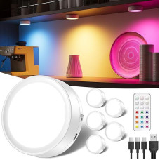 RGB LED prožektoriaus baterija USB įkraunama, 1600 mAh baterija, veikianti keičiant spalvą, belaidis ekrano spintelės apšvietimas su nuotolinio valdymo pulteliu ir laikmačiu