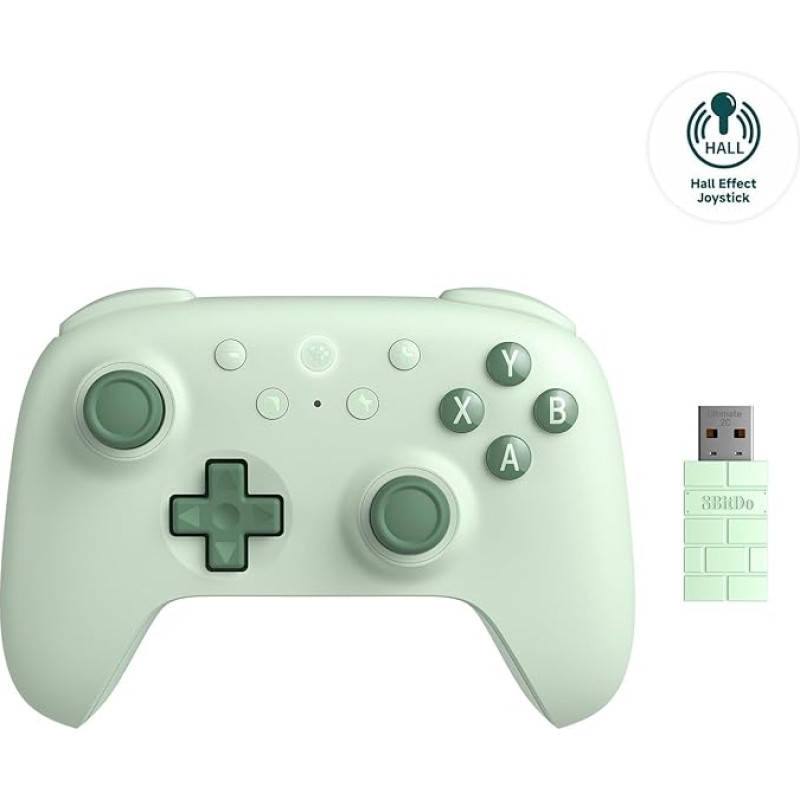 8bitdo Ultimate 2C Wireless Controller für Windows-PC und Android, mit 1000 Hz Abfragerate, Hall-Effekt-Joysticks und Hall-Triggern und Neu Belegbaren L4/R4-Stoßfängern, Turbofunktion (Grün)