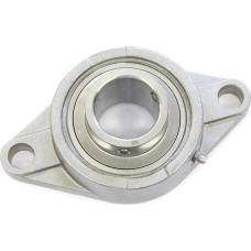 SS UCFL 204 Nerūdijančiojo plieno flanšinis guolis su niro įdėklu (apvalus; 2 skylutės) / skylės skersmuo 20 mm Veleno / korpuso guolio vienetas