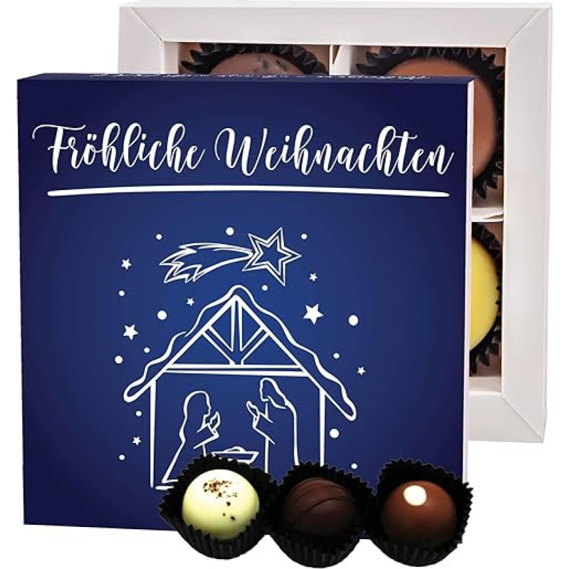Hallingers Merry Christmas - Manufacture Chocolates Christmas Gift Handmade without Alcohol from Fine Cocoa Chocolate (Box) - Gift in Summer & as a Perfect Barbecue Gift | Congratulations Thank You