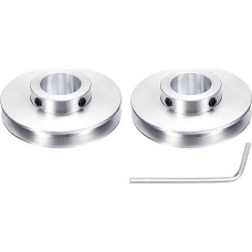 sourcing map 2 Pieces Single Groove Pulley, 20mm Fixed Bore, 60mm OD Aluminum Alloy Mechanical Pulley with Hex Wrench for 6mm PU Round Belt