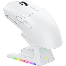 ATTACK SHARK X1 Gaming Mouse with Touchpad RGB Charging Dock, PixArt PAW3395PRO Gaming Sensor, BT/2.4G Wireless/Wired Gaming Mouse, 40000 DPI, 53g Superlight Gamer Mice for Win11/Xbox/PS/Mac (White)