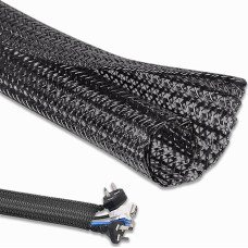 Kabelführungshülse, geflochtener Kabel-Organizer, erweiterbarer Kabelschutz für Audio-Video, Heimgerät, Kabel, TV, PC, Automobilkabel, Heimbüro, Schwarz, 50 cm, 13 mm