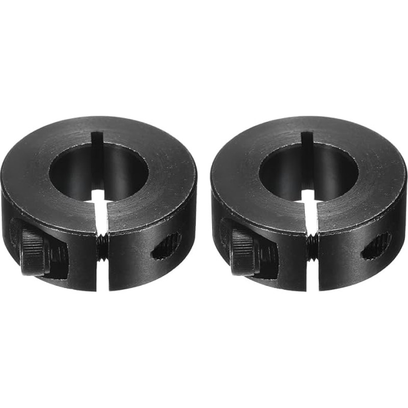 Einzelne geteilte Schaftmanschette, 16 mm Bohrung, einteiliger Spannkragen, 34 mm Außendurchmesser, 13 mm Dicke, Schwarzoxid-Schlossbundklemme mit Stellschrauben (1045 Stahl), 2 Stück