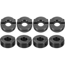 QUARKZMAN Pack of 8 Double Split Shaft Collars for 3/8 Inch Shaft, Two Piece Clamping Collar, 7/8 Inch Outer Diameter, 11/32 Inch Width, Black Oxide Steel Lock Collar Clamp, Set Screw Style