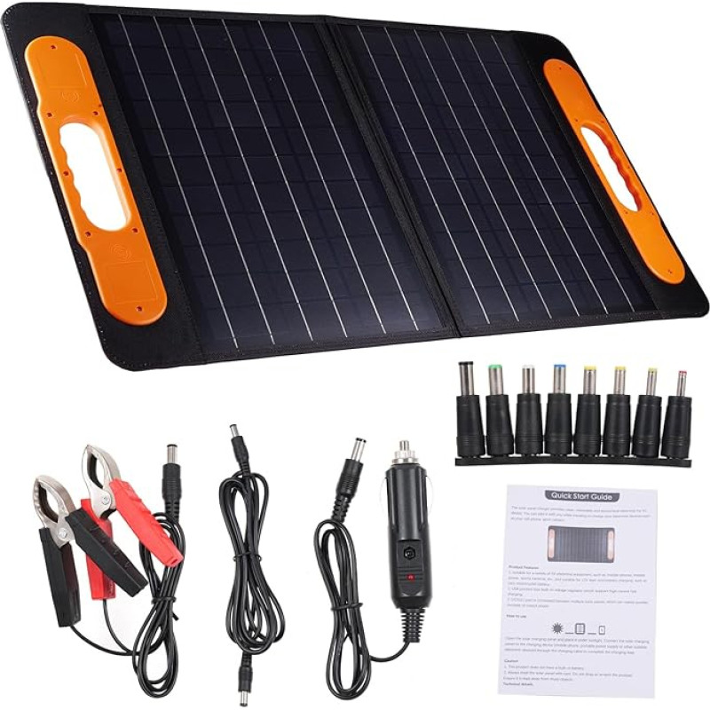 Monokristallines Solarpanel, Polykristalline Ladebereich mit Griff, IP65 Wassersicher Solarladegerät für Heimauto -Boot im Innenbereich im Freien im Freien (2)