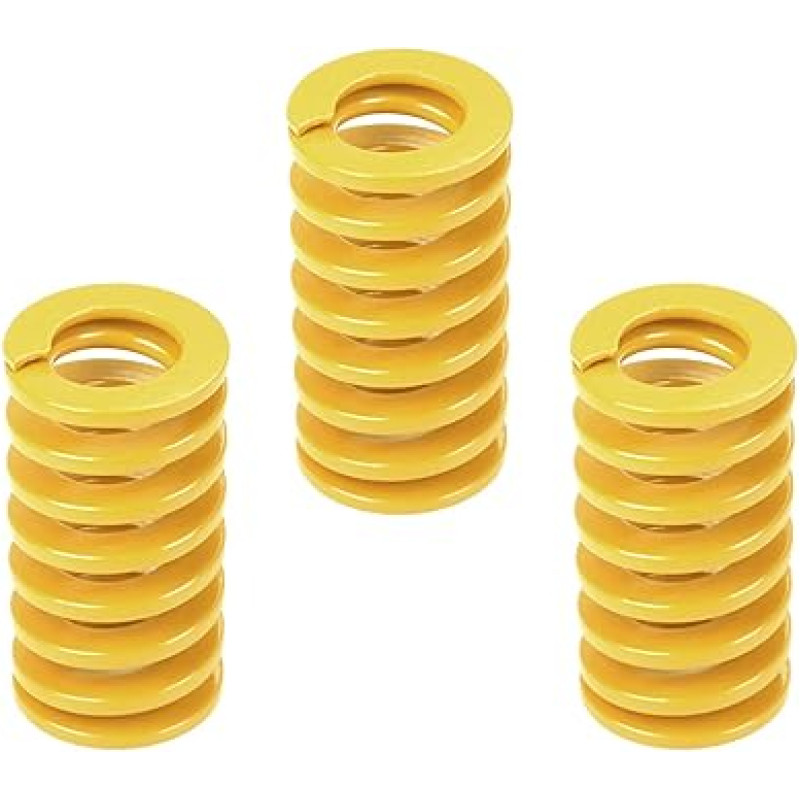 Metalinės spyruoklės, spyruoklės, suspaudimo spyruoklė, 14 mm OD 7 mm ID 25 mm ilgio spiralinis štampavimas Lengva apkrova Suspaudimo liejimo liejimo spyruoklė 3D spausdintuvų priedams Mechaninė įranga Geltonas tonas 3 vnt.