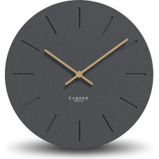 Cander Berlin MNU 2830 D Wall Clock Concrete Silent without Ticking Noises 30 cm Analogue Living Room Modern Vintage Dark Grey Wooden Hands