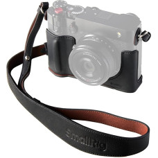 SMALLRIG GFX100RF patogus apsauginis odinis dėklas su rudu odiniu dėklu + petnešėlė + įgaubtas užrakto atleidimo dangtelis, skirtas 