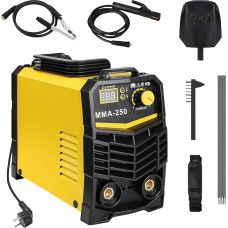 MMA elektrodų suvirinimo aparatas 250 A, IGBT inverterinis suvirinimo aparatas, elektrodų inverterinis ARC suvirinimo aparatas su suvirinimo spaustuvu, LED ekranas, 220 V, reguliuojamas galingumas, šlako plaktukas, elektrinių suvirinimo aparatų rinkinys