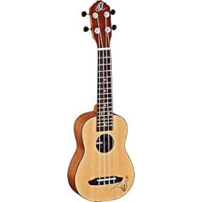 Ortega Guitars RU5-SO Soprano ukulelė su eglės viršūne ir sapele korpusu, satino apdaila, 15 grifų