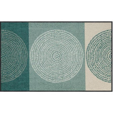 Salonloewe Nestor Sage-Beige Doormat Washable 075 x 120 cm Door Mat Dirt Trapper Mat Hallway Runner Living Rug Design Circles